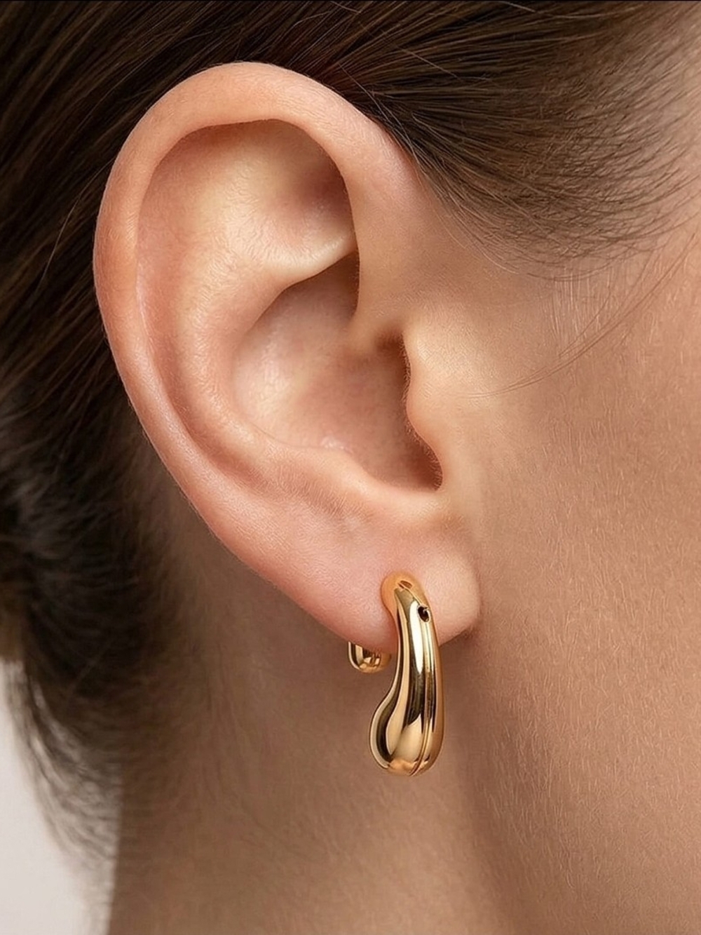 Sculptural Heart-Cutout Earrings in Goldtone, New in Gift Box